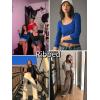 imageZeagoo Womens Long Sleeve Ribbed Slim Fitted Shirts Square Neck Casual Basic Y2K Crop TopsBlack