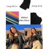 imageZeagoo Womens Long Sleeve Ribbed Slim Fitted Shirts Square Neck Casual Basic Y2K Crop TopsBlackwhite