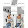 imageZeagoo Womens Long Sleeve Ribbed Slim Fitted Shirts Square Neck Casual Basic Y2K Crop TopsGrey