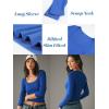 imageZeagoo Womens Long Sleeve Ribbed Slim Fitted Shirts Square Neck Casual Basic Y2K Crop TopsRoyal Blue