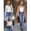 imageZeagoo Womens Long Sleeve Ribbed Slim Fitted Shirts Square Neck Casual Basic Y2K Crop TopsWhite