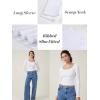 imageZeagoo Womens Long Sleeve Ribbed Slim Fitted Shirts Square Neck Casual Basic Y2K Crop TopsWhite