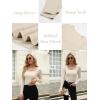 imageZeagoo Womens Long Sleeve Ribbed Slim Fitted Shirts Square Neck Casual Basic Y2K Crop TopsWhiteapricot