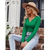 imageZeagoo Womens Long Sleeve Shirts VNeck Rib Knit Slim Fit Tops Casual Stretch Basic Tee Going Out Top Fall Fashion 2025Green
