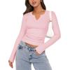 imageZeagoo Womens Long Sleeve Shirts VNeck Rib Knit Slim Fit Tops Casual Stretch Basic Tee Going Out Top Fall Fashion 2025Pink