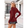 imageZeagoo Womens Long Sleeve Shirts VNeck Rib Knit Slim Fit Tops Casual Stretch Basic Tee Going Out Top Fall Fashion 2025Wine Red