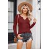 imageZeagoo Womens Long Sleeve Shirts VNeck Rib Knit Slim Fit Tops Casual Stretch Basic Tee Going Out Top Fall Fashion 2025Wine Red