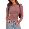 imageZeagoo Womens Long Sleeve Stretch Crewneck Ribbed TShirt Slim Fit Casual Basic Tops SXXLDusty Pink