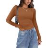 imageZeagoo Womens Long Sleeve Stretch Crewneck Ribbed TShirt Slim Fit Casual Basic Tops SXXLLight Brown