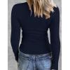 imageZeagoo Womens Long Sleeve Stretch Crewneck Ribbed TShirt Slim Fit Casual Basic Tops SXXLNavy Blue