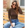 imageZeagoo Womens Long Sleeve Stretch Shirts Mock Neck Ribbed TShirt Fitted Casual Basic Tops 2024Brown