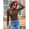 imageZeagoo Womens Long Sleeve Stretch Shirts Mock Neck Ribbed TShirt Fitted Casual Basic Tops 2024Brown