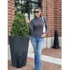 imageZeagoo Womens Long Sleeve Stretch Shirts Mock Neck Ribbed TShirt Fitted Casual Basic Tops 2024Dark Grey
