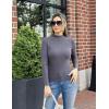 imageZeagoo Womens Long Sleeve Stretch Shirts Mock Neck Ribbed TShirt Fitted Casual Basic Tops 2024Dark Grey