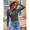 imageZeagoo Womens Long Sleeve Stretch Shirts Mock Neck Ribbed TShirt Fitted Casual Basic Tops 2024Dark Grey