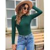 imageZeagoo Womens Long Sleeve Stretch Shirts Mock Neck Ribbed TShirt Fitted Casual Basic Tops 2024Evergreen