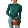 imageZeagoo Womens Long Sleeve Stretch Shirts Mock Neck Ribbed TShirt Fitted Casual Basic Tops 2024Evergreen