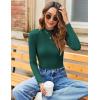 imageZeagoo Womens Long Sleeve Stretch Shirts Mock Neck Ribbed TShirt Fitted Casual Basic Tops 2024Evergreen