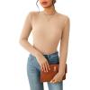 imageZeagoo Womens Long Sleeve Stretch Shirts Mock Neck Ribbed TShirt Fitted Casual Basic Tops 2024Light Brown