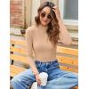 imageZeagoo Womens Long Sleeve Stretch Shirts Mock Neck Ribbed TShirt Fitted Casual Basic Tops 2024Light Brown