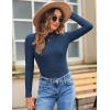 imageZeagoo Womens Long Sleeve Stretch Shirts Mock Neck Ribbed TShirt Fitted Casual Basic Tops 2024Navy Blue
