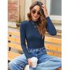 imageZeagoo Womens Long Sleeve Stretch Shirts Mock Neck Ribbed TShirt Fitted Casual Basic Tops 2024Navy Blue