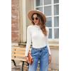 imageZeagoo Womens Long Sleeve Stretch Shirts Mock Neck Ribbed TShirt Fitted Casual Basic Tops 2024White