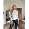 imageZeagoo Womens Long Sleeve Stretch Shirts Mock Neck Ribbed TShirt Fitted Casual Basic Tops 2024White