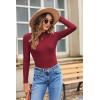 imageZeagoo Womens Long Sleeve Stretch Shirts Mock Neck Ribbed TShirt Fitted Casual Basic Tops 2024Wine Red
