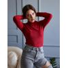 imageZeagoo Womens Long Sleeve Stretch Shirts Mock Neck Ribbed TShirt Fitted Casual Basic Tops 2024Wine Red