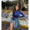 imageZeagoo Womens Long Sleeve T Shirts Casual Mock Neck Tops Fall Pleated Blouses Basic Trendy Clothes 2024Blue