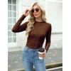imageZeagoo Womens Long Sleeve T Shirts Casual Mock Neck Tops Fall Pleated Blouses Basic Trendy Clothes 2024Brown
