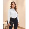 imageZeagoo Womens Long Sleeve T Shirts Casual Mock Neck Tops Fall Pleated Blouses Basic Trendy Clothes 2024White