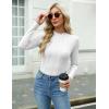 imageZeagoo Womens Long Sleeve T Shirts Casual Mock Neck Tops Fall Pleated Blouses Basic Trendy Clothes 2024White