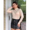 imageZeagoo Womens Long Sleeve T Shirts Casual Mock Neck Tops Fall Pleated Blouses Basic Trendy Clothes 2024ZblackApricot