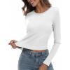 imageZeagoo Womens Ribbed Fitted Crop Tops Long Sleeve T Shirts Basic Scoop Neck Casual Slim Fitted Y2k Clothes 202501 White
