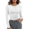 imageZeagoo Womens Ribbed Fitted Crop Tops Long Sleeve T Shirts Basic Scoop Neck Casual Slim Fitted Y2k Clothes 202501 White