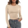 imageZeagoo Womens Ribbed Fitted Crop Tops Long Sleeve T Shirts Basic Scoop Neck Casual Slim Fitted Y2k Clothes 2025Beige