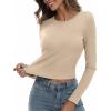 imageZeagoo Womens Ribbed Fitted Crop Tops Long Sleeve T Shirts Basic Scoop Neck Casual Slim Fitted Y2k Clothes 2025Beige