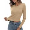 imageZeagoo Womens Ribbed Fitted Crop Tops Long Sleeve T Shirts Basic Scoop Neck Casual Slim Fitted Y2k Clothes 2025Black beige