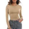 imageZeagoo Womens Ribbed Fitted Crop Tops Long Sleeve T Shirts Basic Scoop Neck Casual Slim Fitted Y2k Clothes 2025Black beige