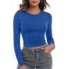 imageZeagoo Womens Ribbed Fitted Crop Tops Long Sleeve T Shirts Basic Scoop Neck Casual Slim Fitted Y2k Clothes 2025Black blue