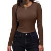 imageZeagoo Womens Ribbed Fitted Crop Tops Long Sleeve T Shirts Basic Scoop Neck Casual Slim Fitted Y2k Clothes 2025Black brown