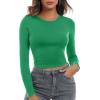 imageZeagoo Womens Ribbed Fitted Crop Tops Long Sleeve T Shirts Basic Scoop Neck Casual Slim Fitted Y2k Clothes 2025Black green