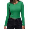 imageZeagoo Womens Ribbed Fitted Crop Tops Long Sleeve T Shirts Basic Scoop Neck Casual Slim Fitted Y2k Clothes 2025Black green