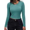 imageZeagoo Womens Ribbed Fitted Crop Tops Long Sleeve T Shirts Basic Scoop Neck Casual Slim Fitted Y2k Clothes 2025Black haze Blue
