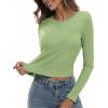 imageZeagoo Womens Ribbed Fitted Crop Tops Long Sleeve T Shirts Basic Scoop Neck Casual Slim Fitted Y2k Clothes 2025Black light Green