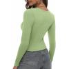 imageZeagoo Womens Ribbed Fitted Crop Tops Long Sleeve T Shirts Basic Scoop Neck Casual Slim Fitted Y2k Clothes 2025Black light Green
