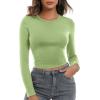 imageZeagoo Womens Ribbed Fitted Crop Tops Long Sleeve T Shirts Basic Scoop Neck Casual Slim Fitted Y2k Clothes 2025Black light Green