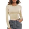 imageZeagoo Womens Ribbed Fitted Crop Tops Long Sleeve T Shirts Basic Scoop Neck Casual Slim Fitted Y2k Clothes 2025Black off White